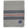 Faribault Mill Cabin Wool Throw Blanket  -  Heather Gray/Navy/Red