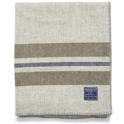 Faribault Mill Cabin Wool Throw Blanket  -  Smoke/Olive/Navy