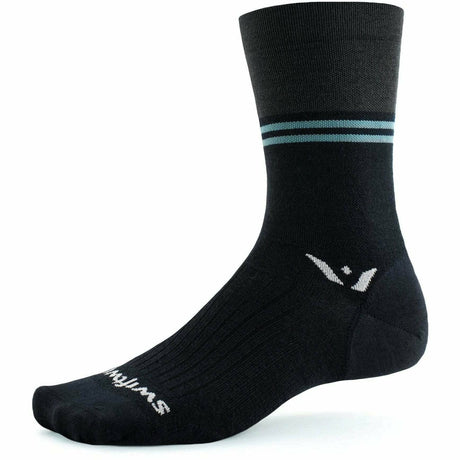 Swiftwick Pursuit Seven Ultra Light Socks  -  Small / Block Stripe Black