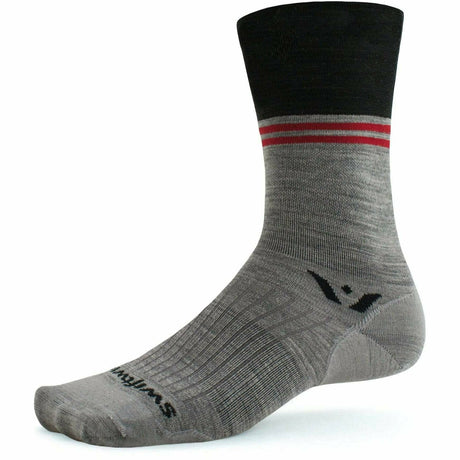 Swiftwick Pursuit Seven Ultra Light Socks  -  Small / Block Stripe Charcoal