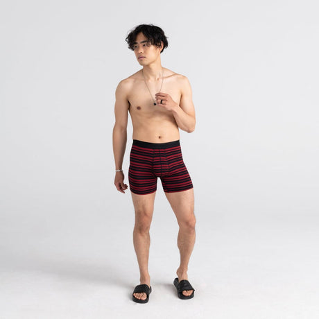 SAXX Mens Platinum Boxer Brief  -  Small / Black/Red Tidal Stripe