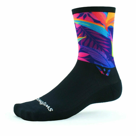 Swiftwick Vision Six Impression Crew Socks  -  Small / Neon Palm